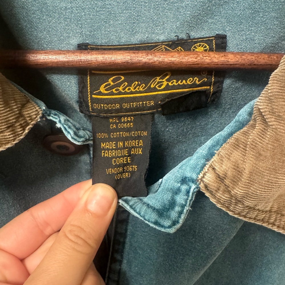 Eddie Bauer Vintage Chore Coat with Brown Corduroy Collar - Picture 2 of 4